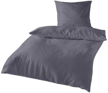 Traumschlaf Uni Seersucker Bettw&auml;sche 200x220+2x 80x80 cm anthrazit