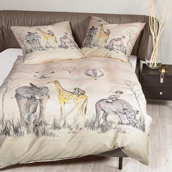 Janine Mako-Satin Bettw&auml;sche modern art S 42097-07 sand 155x220+80x80 cm