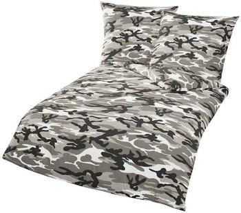 Traumschlaf Bettwäsche Camouflage graphit 155x220+80x80 cm