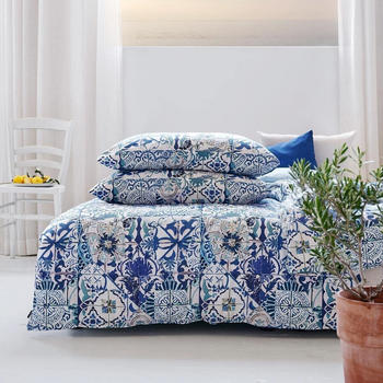 Apelt Mako-Satin Bettwäsche Azurro blau 135x200+80x80 cm