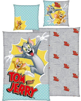 Herding Linon Kinder-Wendebettwäsche Tom und Jerry bunt 135x200+80x80 cm