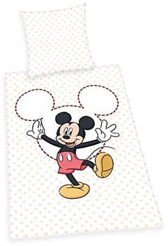 Herding 2tlg Disney Mickey Mouse Bettw&auml;sche Bettw&auml;scheset Set Maus weiss