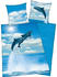 Herding Renforcé Wendebettwäsche Delphin blau 135x200+80x80 cm (494960)