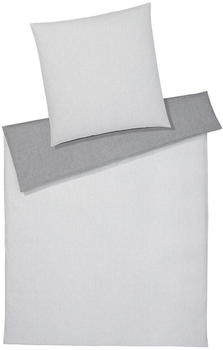 Elegante Soft-Flanell Bettw&auml;sche Tender silver 155x220 cm+80x80 cm