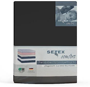 Setex Feinbiber Spannbettlaken 100x200 cm Schwarz