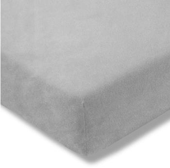 Estella Samt-Velours Spannbetttuch 140x200 - 160x200 cm platin