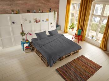 hip Mako Satin Bettwäsche-Set 240x200/220 cm 60x70 cm Uni grau