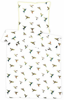 Apelt Mako-Satin Bettw&auml;sche Kolibri wei&szlig; 135x200+80x80 cm