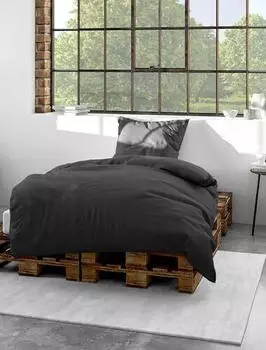 Bierbaum Bettw&auml;sche 3899 Mako-Satin Grafit 10 155x220+40x80 cm