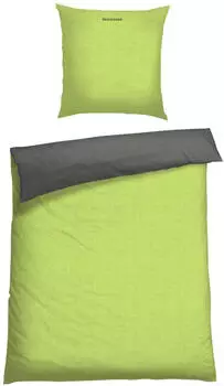 Schiesser Bettwäsche Doubleface Renforcé 135 x200 dunkelgrau/hellgrün