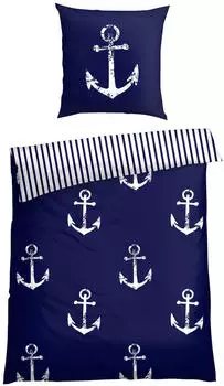 Schiesser Bettw&auml;sche Marina 135 x200 marine/wei&szlig;