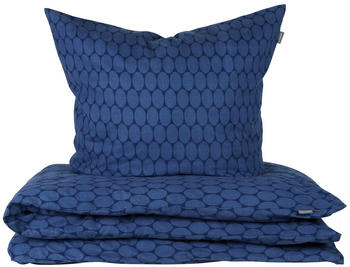 Schiesser Feinbiber Bettw&auml;sche-Set Drops 135 x200 dunkelblau