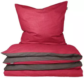Schiesser Bettw&auml;sche Doubleface Renforc&eacute; 155x220 dunkelgrau/rot