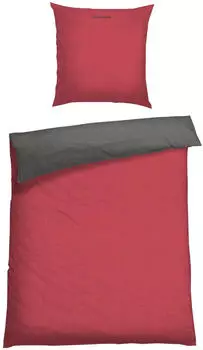Schiesser Bettwäsche Doubleface Renforcé 155x220 dunkelgrau/rot – Eleganz und Komfort vereint: Schiesser Bettwäsche Doubleface Renforcé 155x220 dunkelgrau/rot