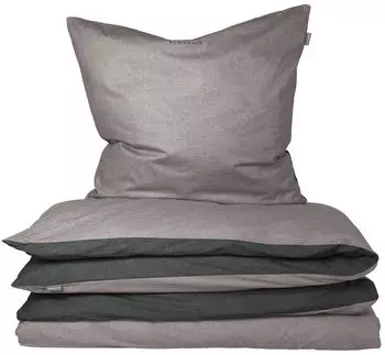 Schiesser Bettwäsche Doubleface Renforcé 135 x200 hellgrau/schwarz