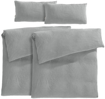 Pure Label 4-teilig Musselin Bettw&auml;sche-Set 40x80+135x200 cm grau