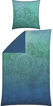 Erwin Müller Mako-Satin Wendebettwäsche blau 135x200+80x80 cm