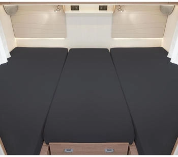 BettwarenShop Wohnmobil Wohnwagen Heckbett Spannbetttuch-Set 3-teilig 2 Längsbetten + Mittelteil anthrazit