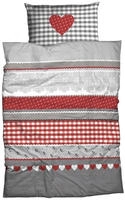 CASATEX Bettw&auml;sche "Herz-Karo" 3 Stk. niedlichem Herz-Karo Design