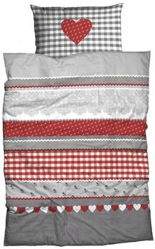 CASATEX Herz Karo, Biber 3 teilig Landhausstil, Winter, kariert