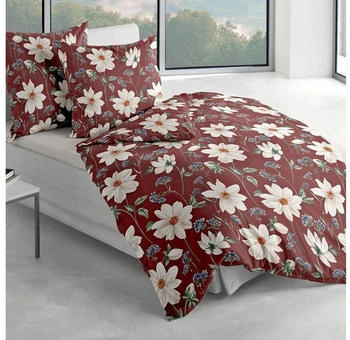 Traumschlaf Biber Menen Blumen rot 135x200+80x80 cm