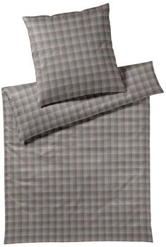 Joop! Flanell Soft Checks taupe 155x220+80x80 cm