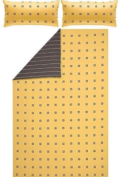 Erwin Müller Mako-Satin Wendebettwäsche gelb/grau 200x200+40x80 cm