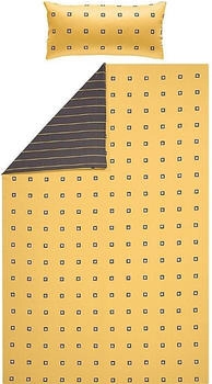 Erwin Müller Mako-Satin Wendebettwäsche gelb/grau 155x220+40x80 cm