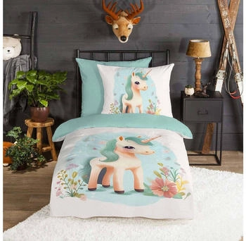 Traumschlaf Flanell Einhorn 135x200 cm + 80x80 cm
