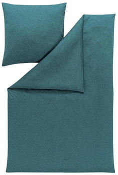 Estella Bettwäsche Takoma 135x200 + Kissen 80x80 Uni petrol, 2 teilig