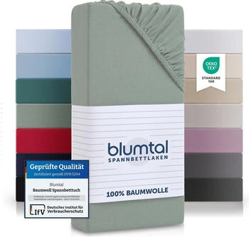 Blumtal 2er-Set Basics Spannbettlaken 150x200cm Jersey Grün