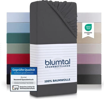 Blumtal 2er-Set Basics Spannbettlaken 160x200cm Jersey Anthrazit