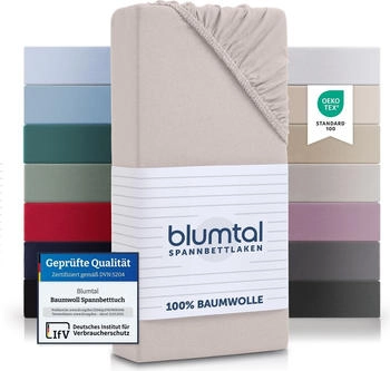 Blumtal 2er-Set Basics Spannbettlaken 90x200cm Jersey Elfenbein