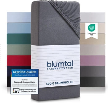 Blumtal 2er-Set Basics Spannbettlaken 90x200cm Jersey Grau