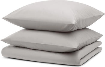 Blumtal 3er-Set Bettwäsche 155x220cm + 2x Kissenbezug 80x80cm Mikrofaser Hellgrau