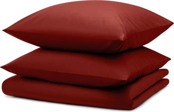 Blumtal 3er-Set Bettwäsche 200x220cm + 2x Kissenbezug 80x80cm Mikrofaser Dunkelrot