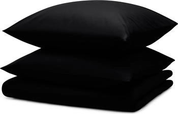 Blumtal 3er-Set Bettwäsche 240x220cm + 2x Kissenbezug 40x80cm Mikrofaser Schwarz