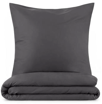 Blumtal 4er-Set Bettwäsche 2x 135x200cm + 2x Kissenbezug 40x80cm Mikrofaser Dunkelgrau