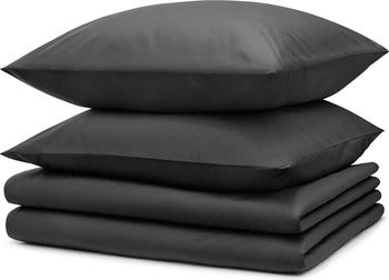 Blumtal 4er-Set Bettwäsche 2x 135x200cm + 2x Kissenbezug 80x80cm Mikrofaser Dunkelgrau