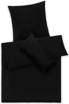 Blumtal Premium Mako Satin Bettw&auml;sche Set 135x200cm mit Kissenbezug 80x80cm Schwarz