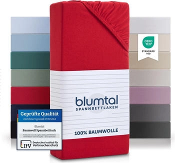 Blumtal 2er-Set Basics Spannbettlaken 150x200cm Jersey Rot