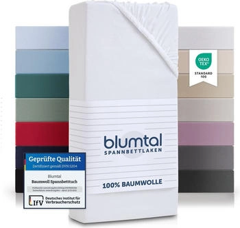 Blumtal 2er-Set Basics Spannbettlaken 150x200cm Jersey Weiß