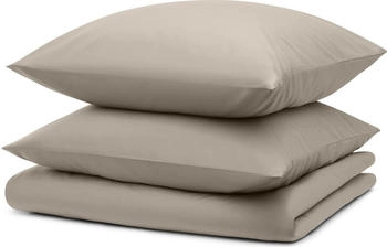 Blumtal 3er-Set Bettwäsche 200x200cm + 2x Kissenbezug 40x80cm Mikrofaser Taupe