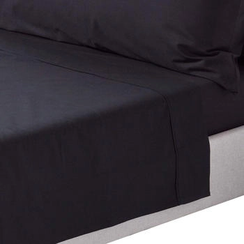 Homescapes Perkal Bettlaken ohne Gummizug - 100 % &Auml;gyptische Baumwolle schwarz 275x275cm