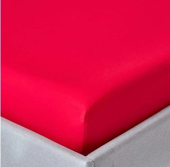 Homescapes Perkal-Spannbettlaken - 100% &auml;gyptische Baumwolle rot 140x200cm