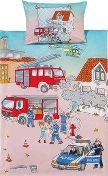 Erwin Müller Edelflanell Kinder-Bettwäsche Polizei & Feuerwehr bunt 100x135 cm (40x60 cm)