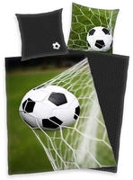 Herding Young Collection Wendebettw&auml;sche "Fu&szlig;ball" 2 Stk. mit Ball im Netz