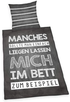 Herding Spr&uuml;che Bettw&auml;sche Wendemotiv Grau/Wei&szlig; 100% Baumwolle/Renforc&eacute; (4459220050)