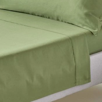 Homescapes Bio Satin Bettlaken ohne Gummizug - 100 % Bio-Baumwolle 178x255cm moosgr&uuml;n