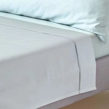 Homescapes Bio Satin Bettlaken ohne Gummizug - 100 % Bio-Baumwolle hellblau 230x255cm